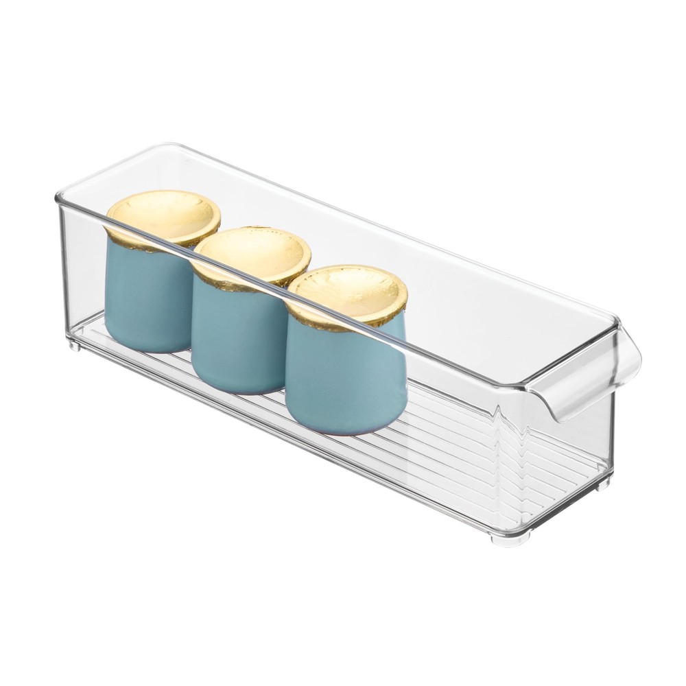 iDesign Stackable Fridge Storage Bin with Handle - 14.5" x 4" x 4", Clear