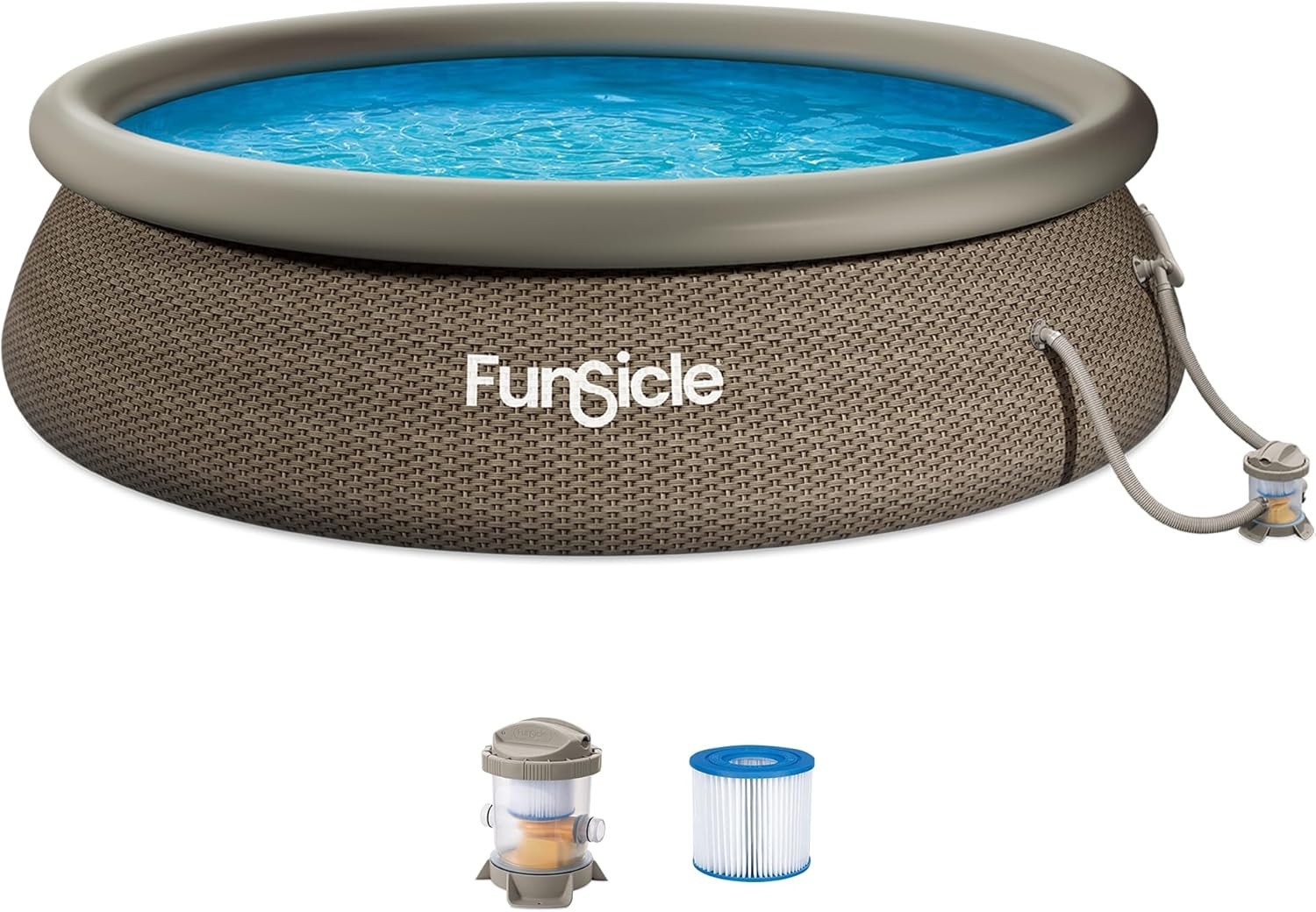 Above Ground Pool, 12'x36" Round Quickset Designer w/ 800 GPH Pump, Basketweave gallery