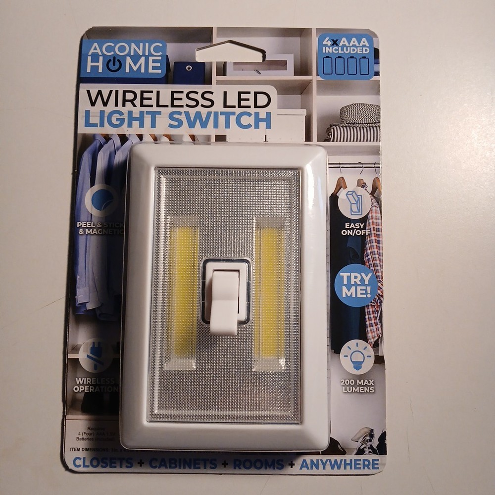 Aconic Wireless LED Light Switch With 4xAAA Included.Great for All Rooms.