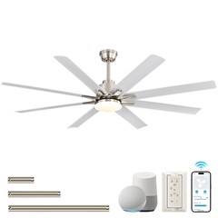 Nickel 52in Smart Ceiling Fan Compatible with Alexa/Google LED/Remote/APP/Voice