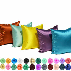 Satin Throw Pillow Solid Color Square Home Sofa Decor Pillow Cushion Cover 18×18