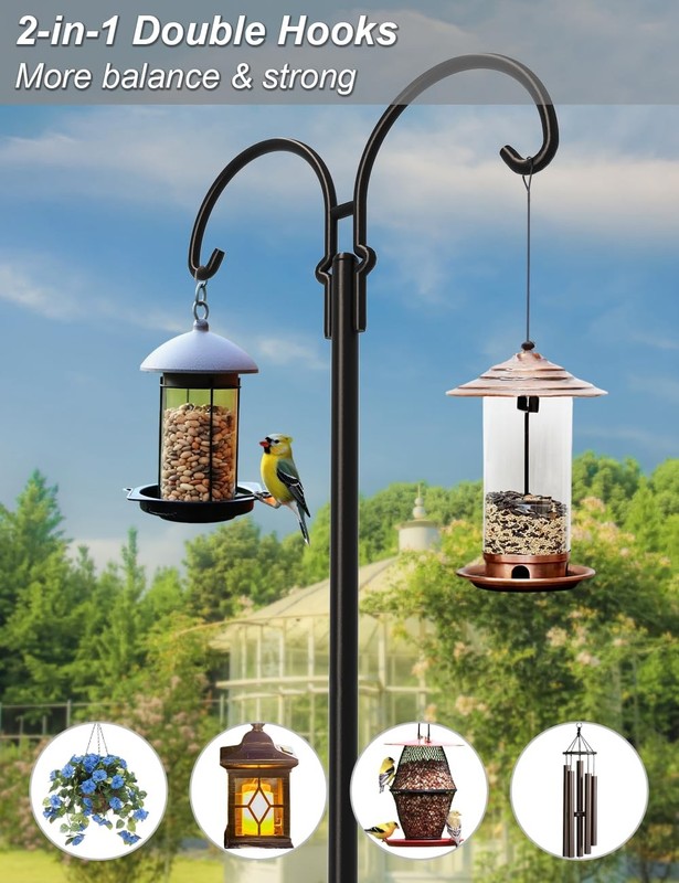 Outdoor Double Shepherds Hook with 5 Prong Base, 76 Inch Adjustable Heavy Dut... gallery