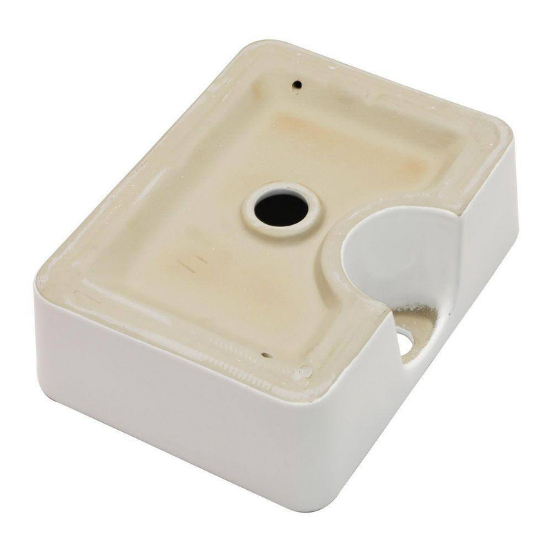 16 In. Rectangular Bathroom Ceramic Vessel Sink Basin in White with Black Faucet gallery