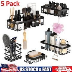 5 Pack Adhesive Shower Organizer Corner Shower Caddy for Bathroom & Kitchen New