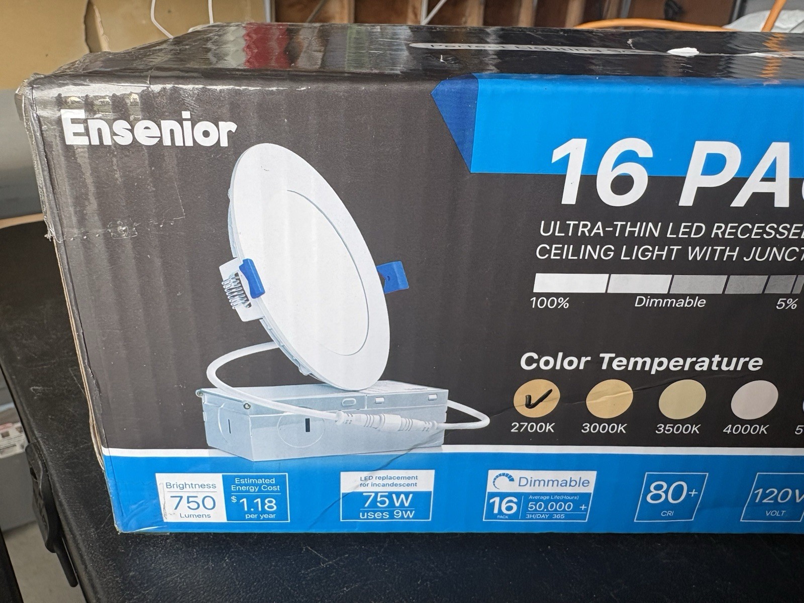 Ensenior 16 Pack 4 Inch Ultra-Thin LED Recessed Ceiling Light w/Junction Box NEW gallery