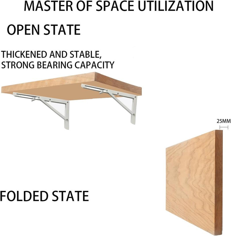 White Folding Shelf Brackets Max. Load 220 Lb, Heavy Duty DIY Wall Mounted Shelf gallery