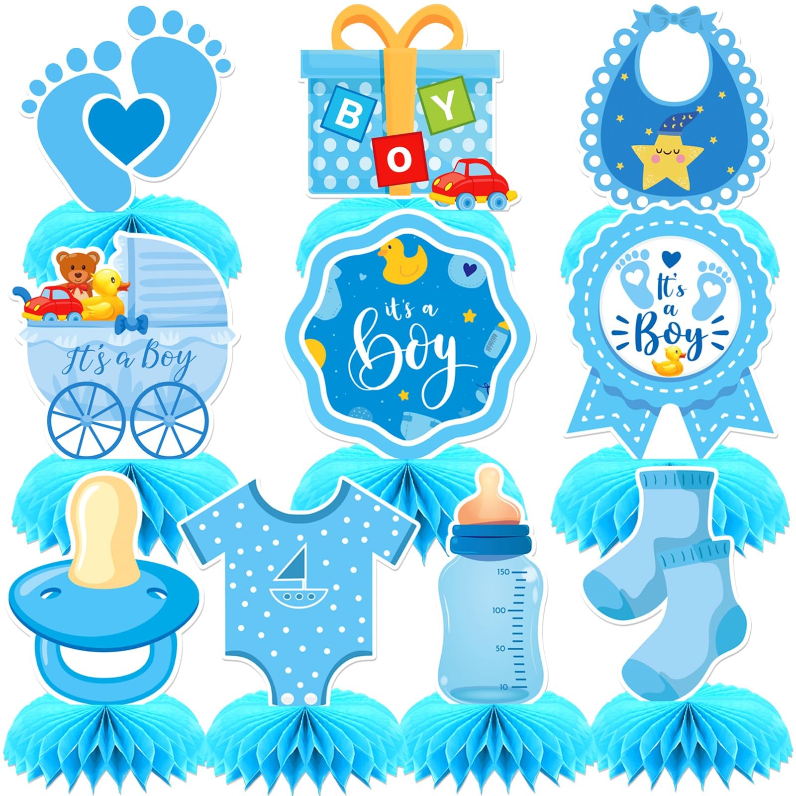 Blue Baby Shower Decorations - 10 Pcs Honeycomb Centerpieces Table Decor for Boy gallery