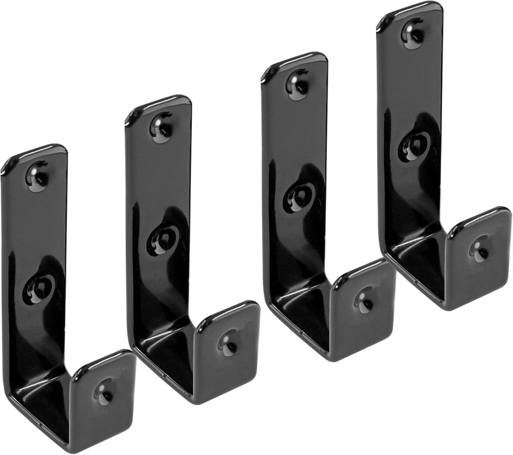 4pcs Black Metal Bed Ladder Hooks, PVC Coated Heavy Duty Bunk Bed Hangers