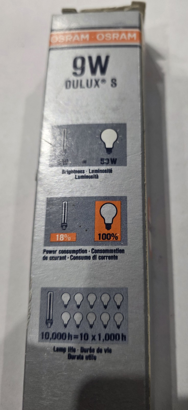 OSRAM Delux S 9W Lamp Light Bulb 3500K Base GX23 Made in USA NOS gallery