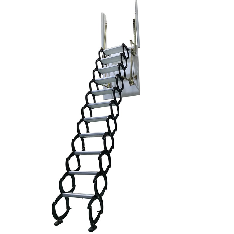 9.18Ft Black Side-mounted Loft Wall Ladder Stairs Attic Folding Telescopic gallery