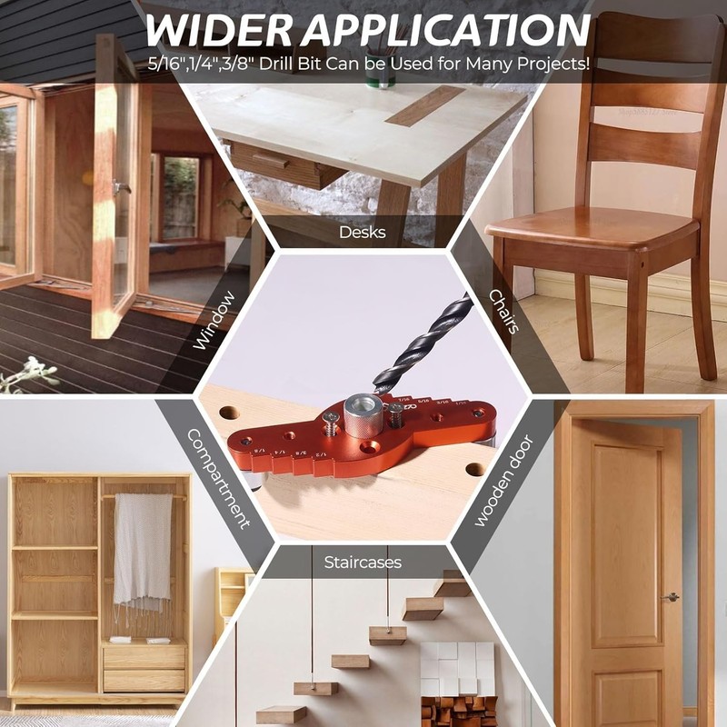 Dowel Jig Kit for Floating Shelf Bracket & 1/2" X 11.8" Drill Bit Self-Centering gallery