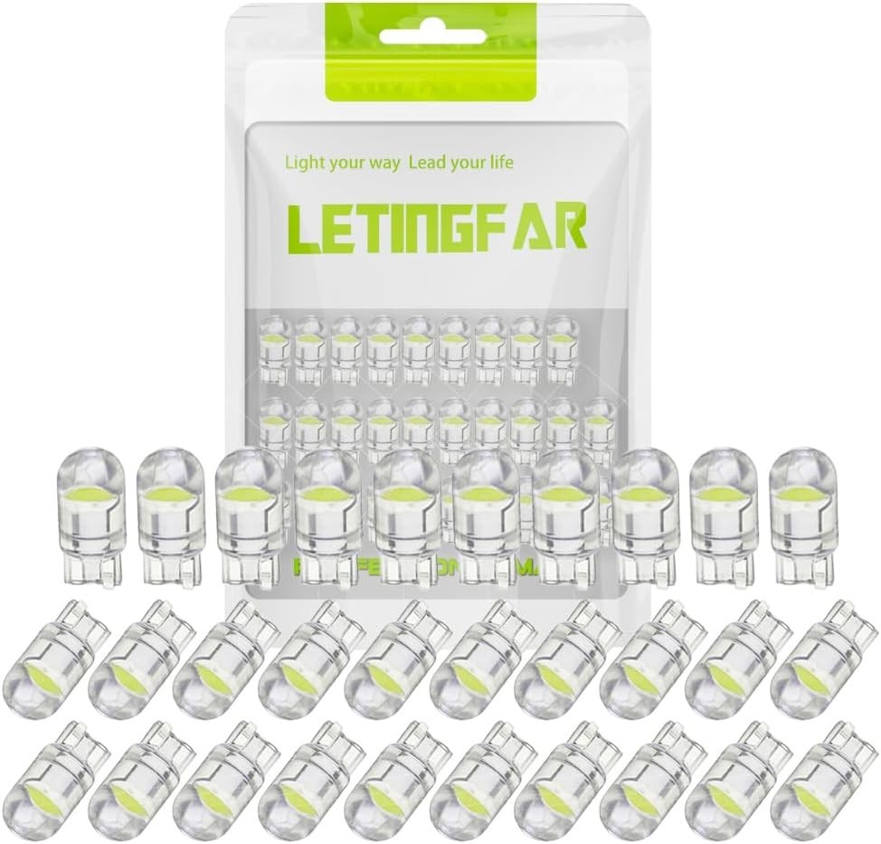 LETINGFAR 194 LED Light Bulb White 6000K Pack of 30, 168 2825 W5W white-30PC gallery