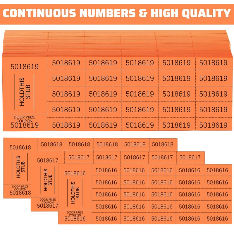 504 Sheets 25 Bid Raffle Ticket Different Numbers Chinese Auction Orange New gallery