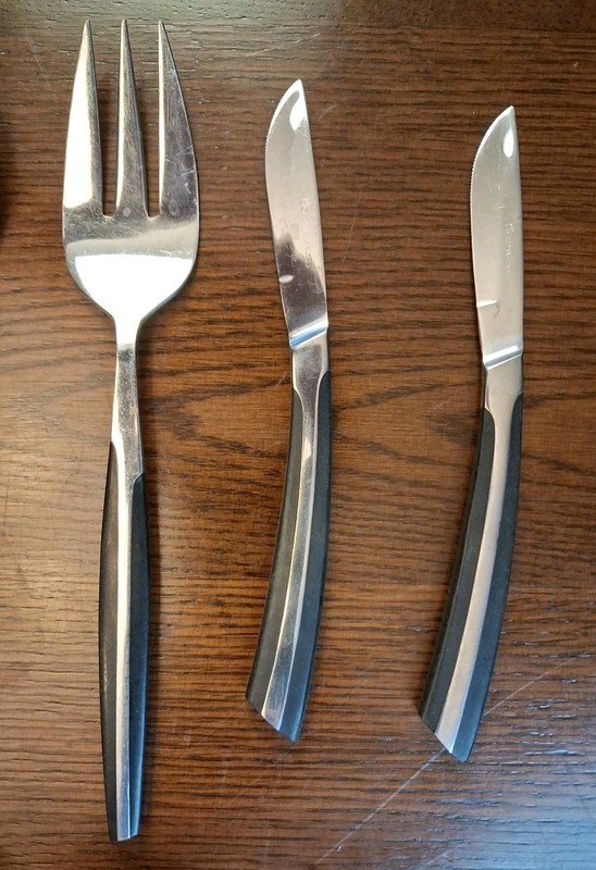 30pc Eldan Misc Stainless Flatware Brown Handle MCM Japan Serving Pieces gallery