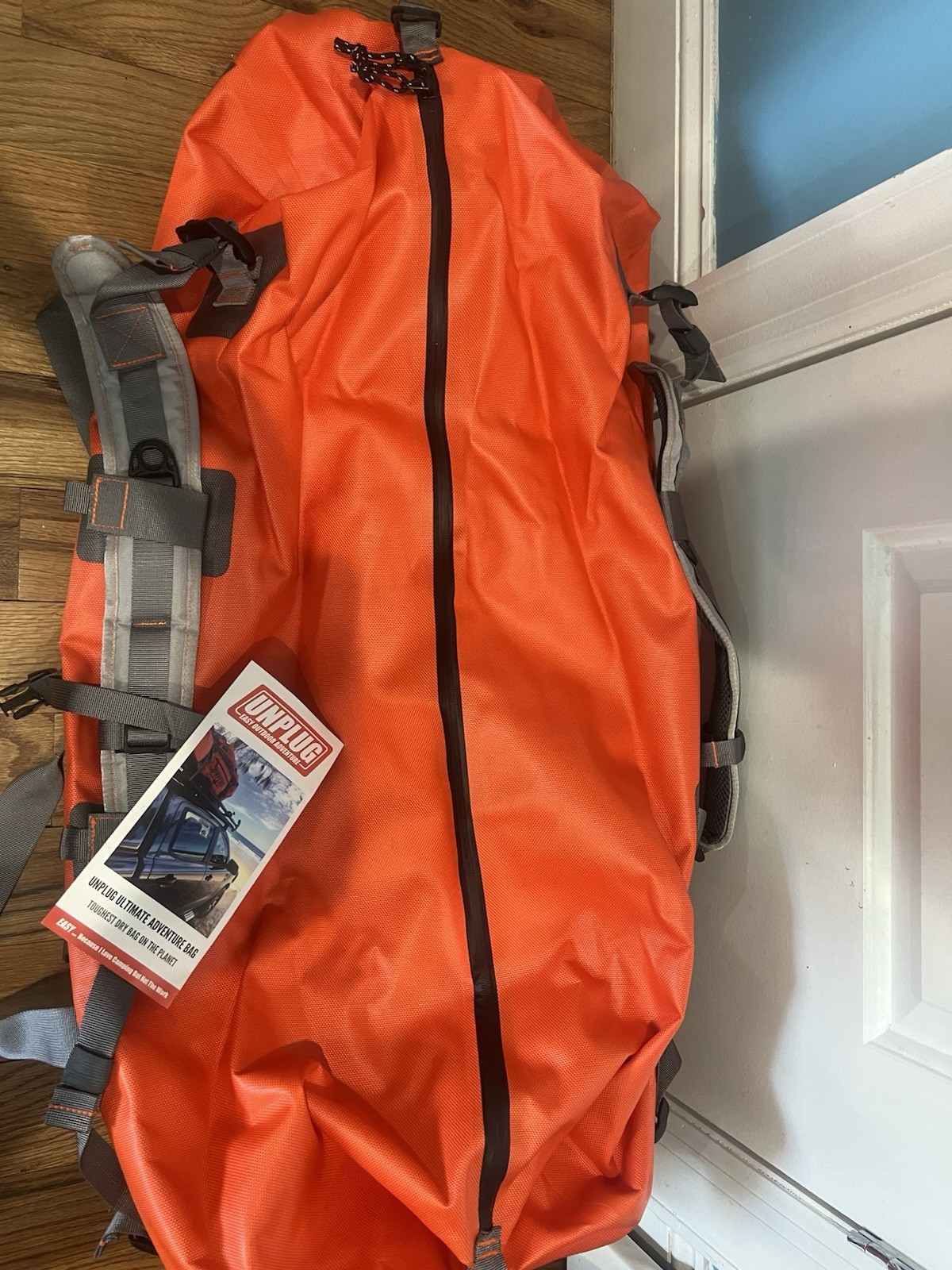 UNPLUG Ultimate Adventure Bag 155L  Orange/Gray Hiking Backpack Adjustable Strap 2