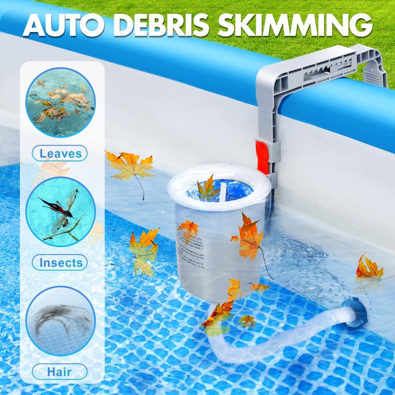 Automatic Above Ground Pool Skimmer with Removable Basket & Floating Filter gallery