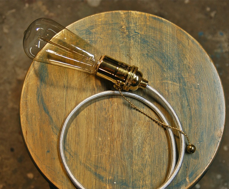 Solid Brass Light Socket, Pull Chain On/Off, Vintage Industrial Lamps Pendants gallery