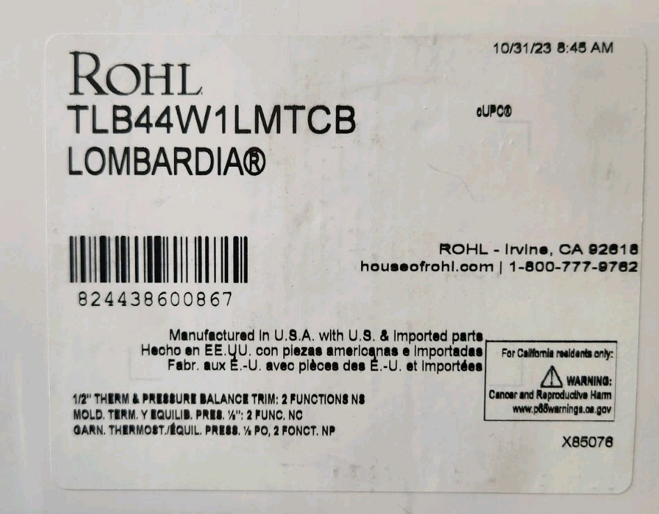 Rohl TLB44W1LMTCB Lombardia Two Function Thermostatic Valve Trim, Tuscan Brass gallery