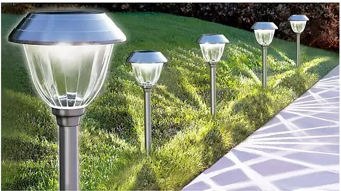Member's Mark 5-Piece LED Solar Path Lights, Stainless Steel gallery