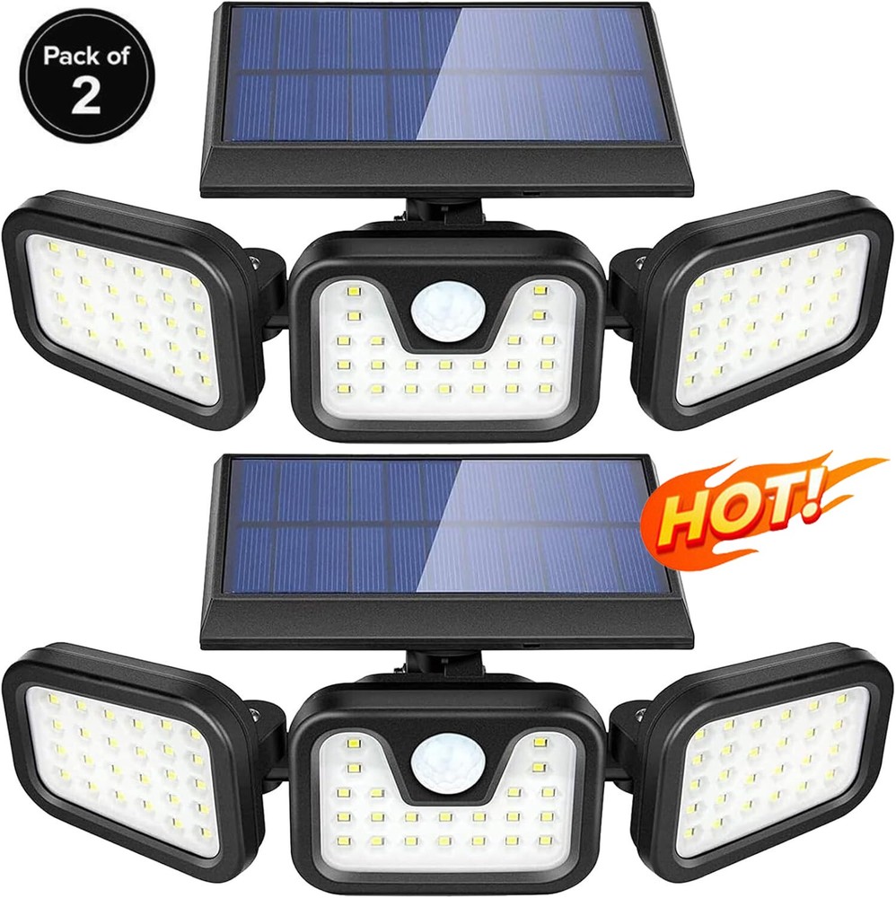 2 Pack LED Motion Sensor Solar Lights ,Outdoor IP65 Waterproof Security Lamp HOT