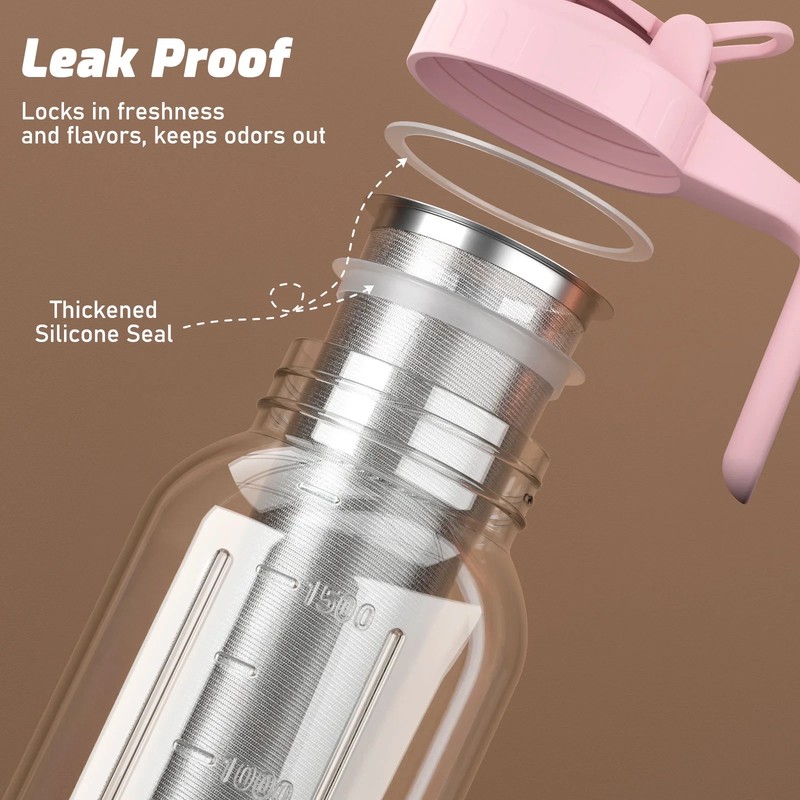 Cold Brew Coffee Maker 64oz Pitcher with Stainless Steel Filter Mason Pink gallery
