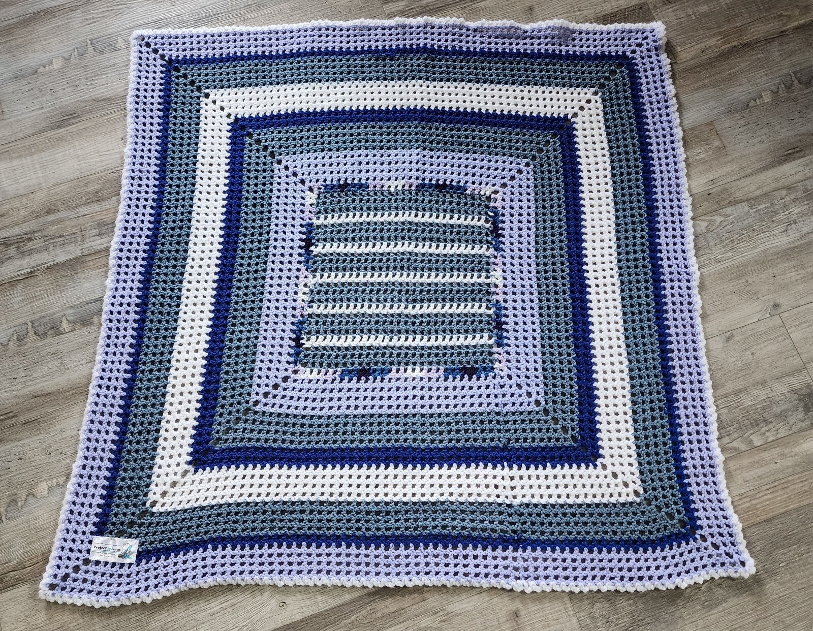 Handmade Granny Crochet Afghan Throw Blanket Blue Size 39 in x 37 in gallery