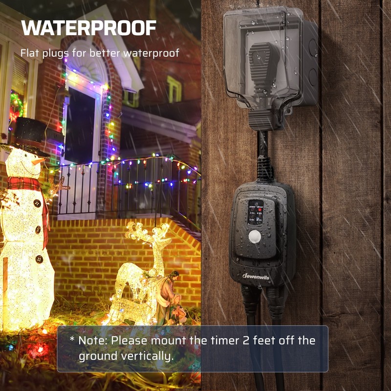 DEWENWILS Light Sensor Timer Waterproof, Plug in Timer Switch, 100 ft Range gallery