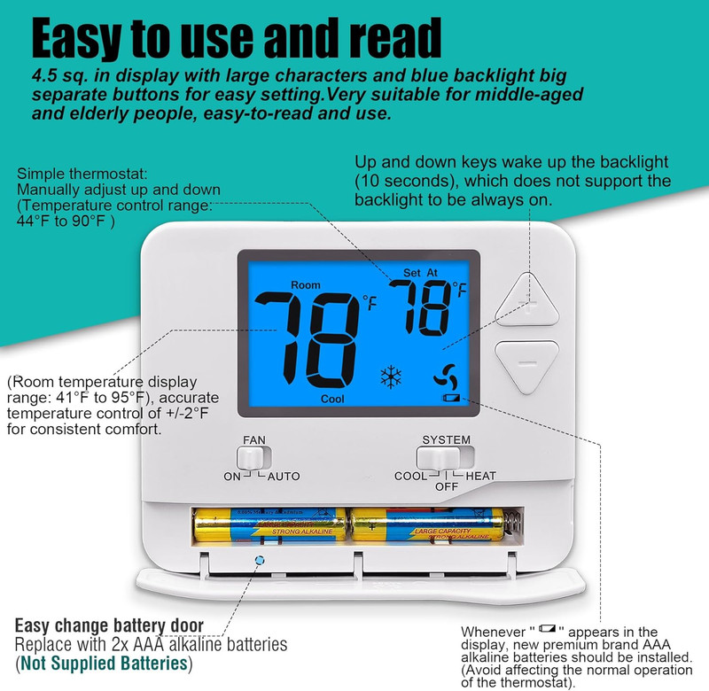 Non-Programmable Thermostats for Home 1 Heat/1 Cool Conventional Single-Stage gallery