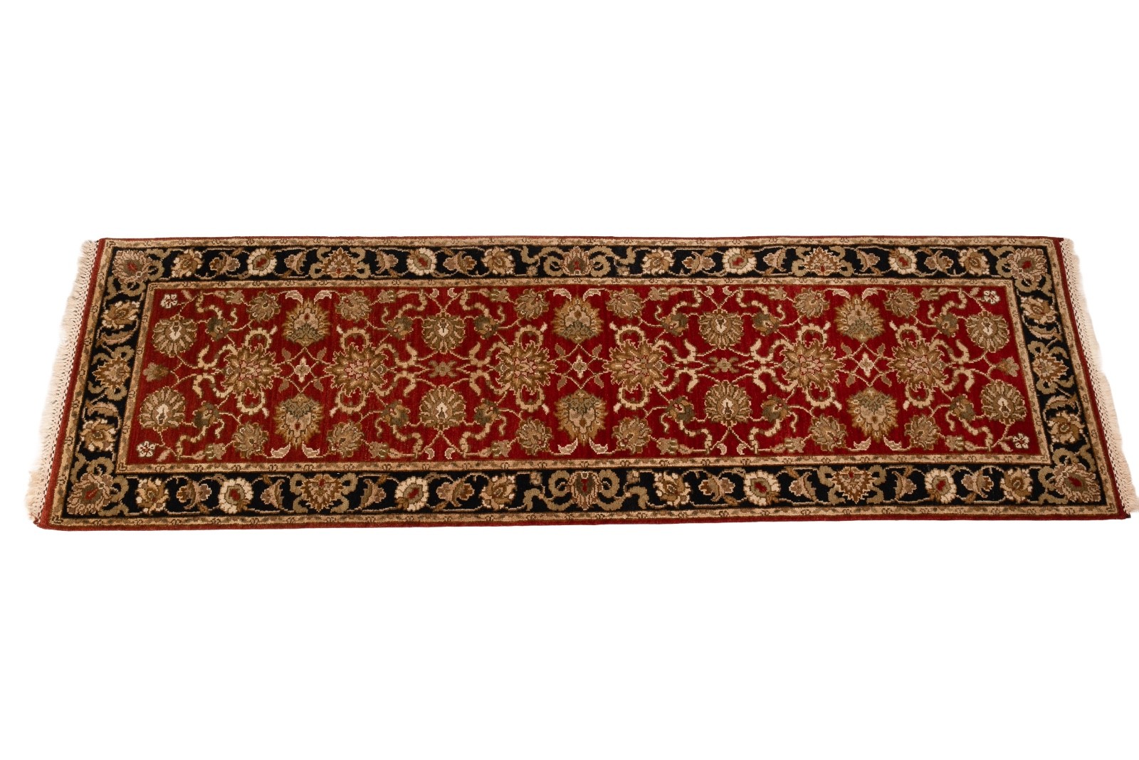 Handmade Pakistani Hand Knotted Wool Runner Rug Red Floral Hallway Carpet 98x31" gallery