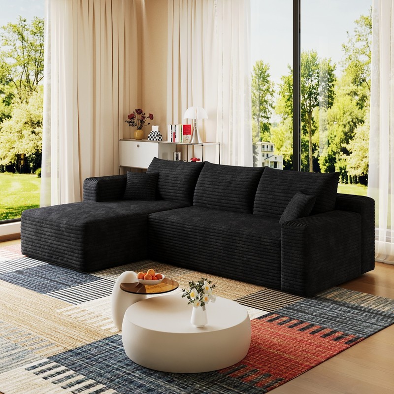 95" Cloud Sectional Couch with L-Shape Chaise Modular Corduroy Sofa Living Room gallery