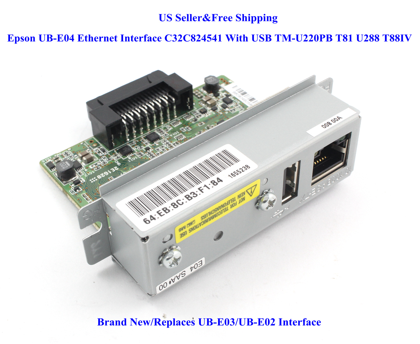 Epson UB-E04 Ethernet Interface C32C824541 With USB TM-U220PB T81 U288 T88IV New gallery