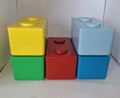 Vtg Chubs Stackables 5 Building Blocks Canister Baby Wipe Containers (Empty)