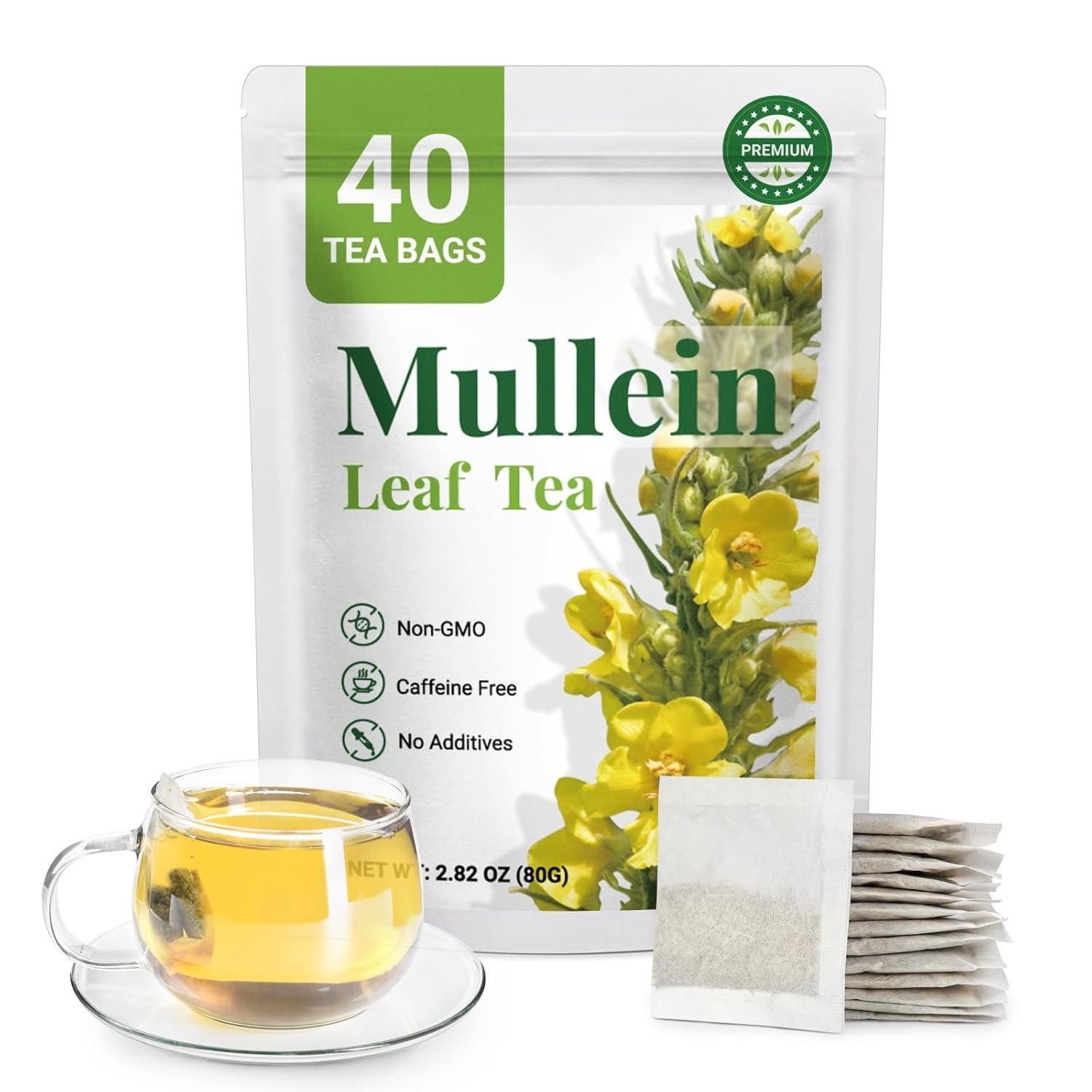 40 Mullein Tea Bags For Lungs - 100% Pure Mullein Leaf | For Lung Health & Re... gallery