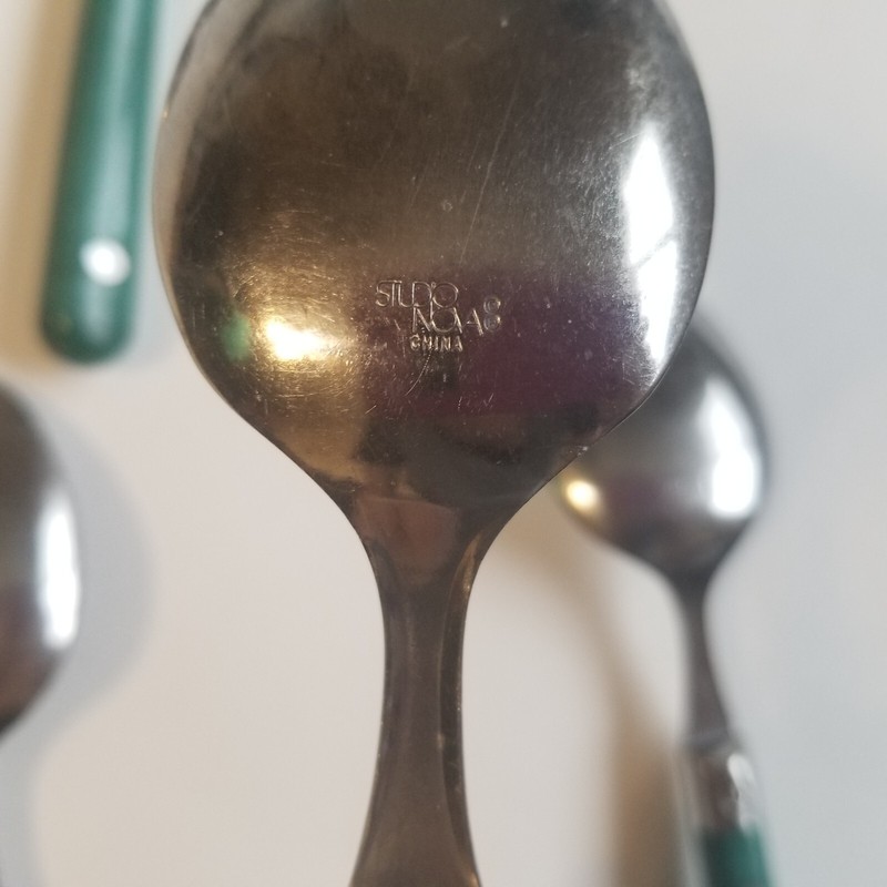 Studio Nova Adirondack 8 Piece Spoon Stainless Silverware Flatware Set Green gallery