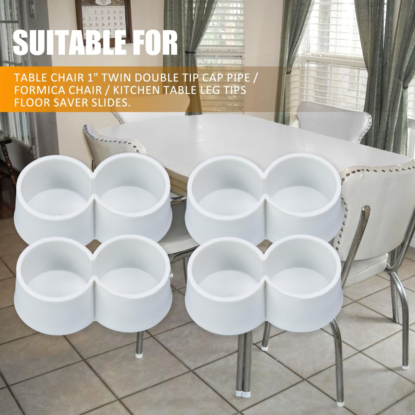 4Pcs Double 1" Chair Table Leg Caps 50s 60s Diner Kitchen Table Tip Cap Pipe ... gallery