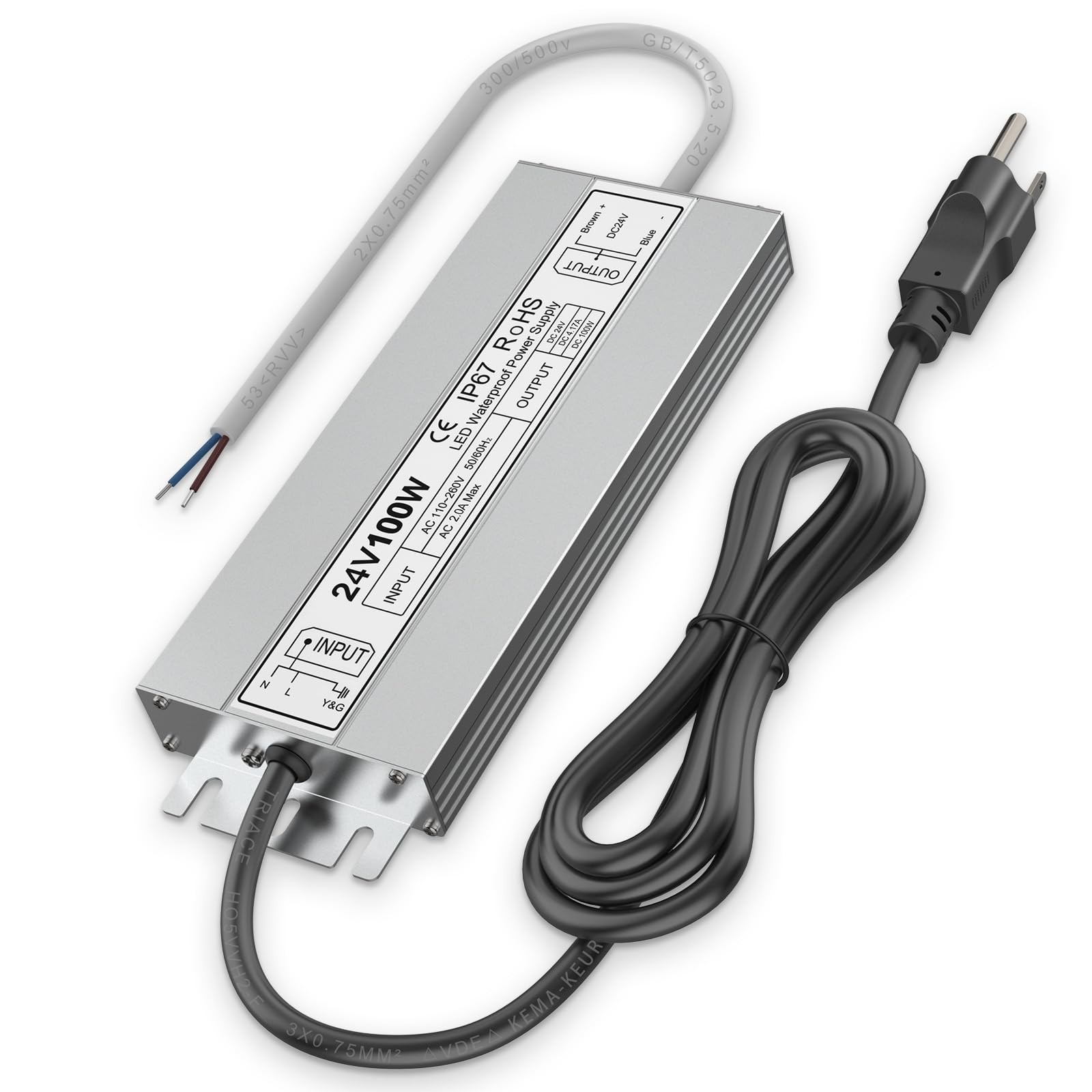 Driver 100 Watts Waterproof IP67 Power Supply, Input 100-260V AC with 3-Prong... gallery