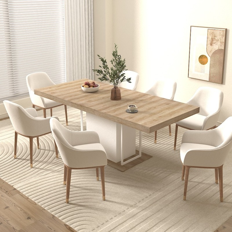Rectangle extendable dining table for 6-10 people aged effect wood 160-200 cm gallery