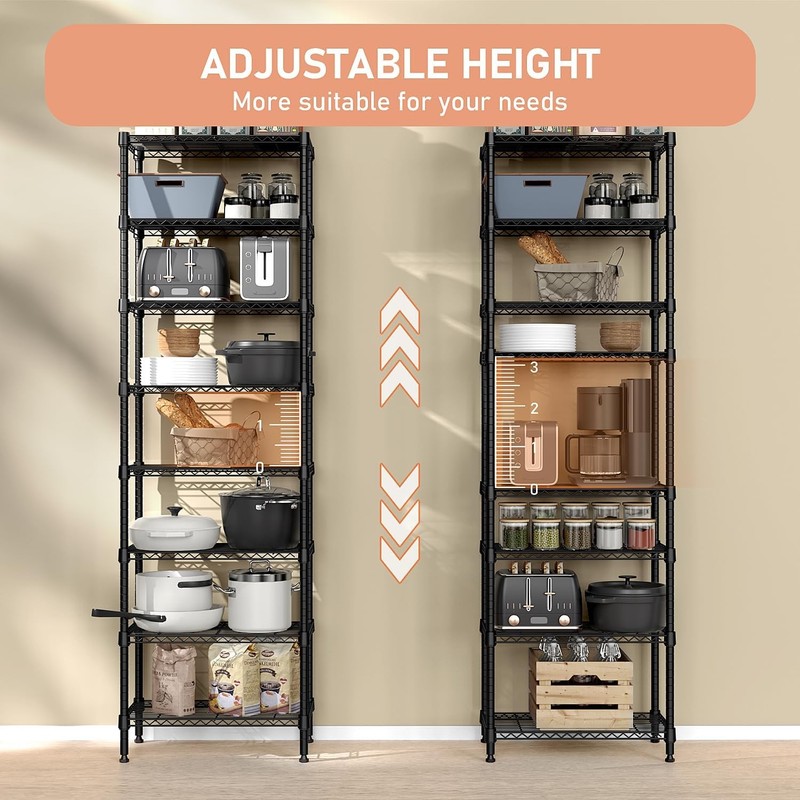 M MZG 8 Tier 2000 lb Storage Rack Wire Shelving Black gallery