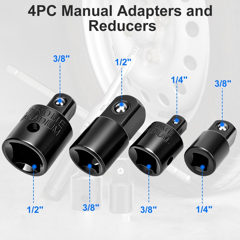 12x Air Impact Socket Adapter Set 3/8 1/4 1/2" Hex Shank Driver Ratchet Reducer gallery