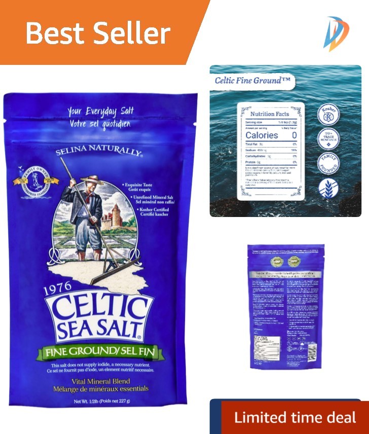 Celtic Fine Ground Sea Salt - Unrefined, GMP Certified, 1 lb Resealable Bag gallery