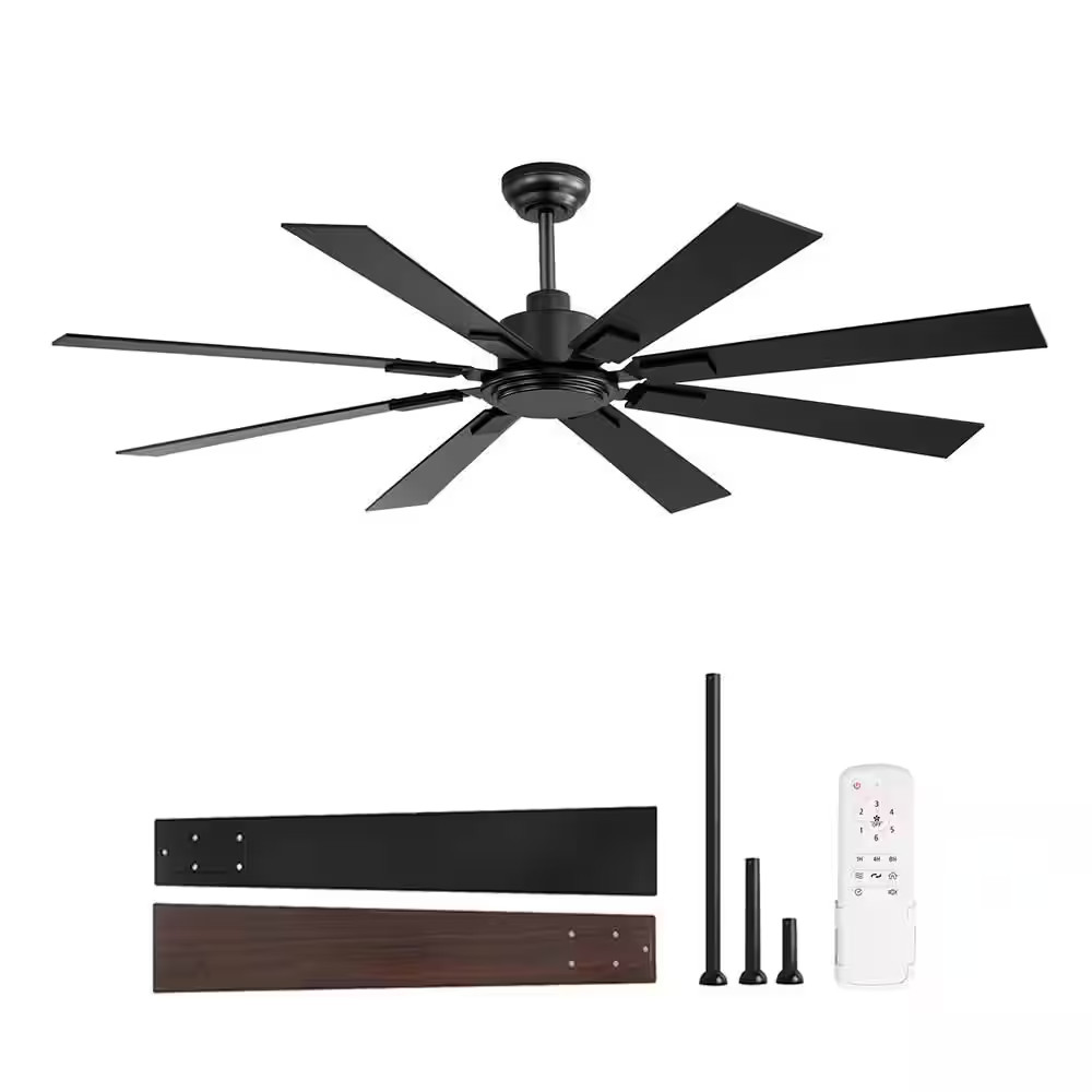 62 In. Powerful Indoor/Covered Outdoor Matte Black Downrod Mount 6-Speed Quiet C gallery