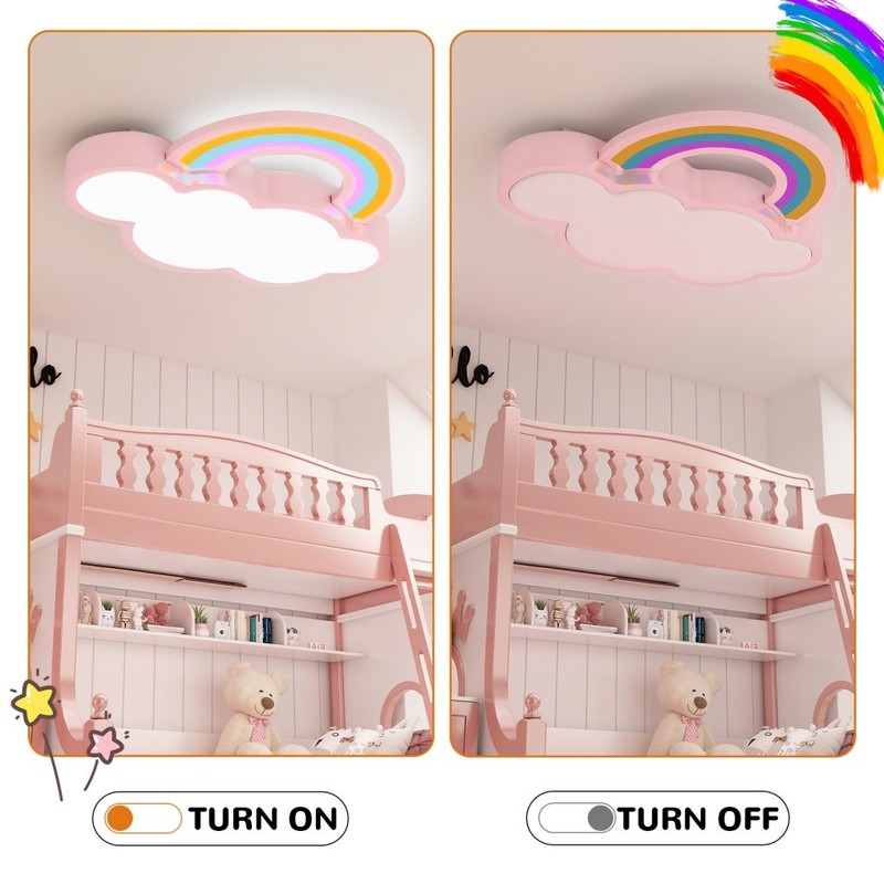 Modern Ceiling Light LED Kids Room Ceiling Lamp Bedroom Dimmable Cloud & Rainbow gallery