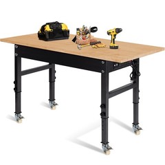 60″ Adjustable Work Bench, Workbench Heavy-Duty Work Table for Garage, Workshop