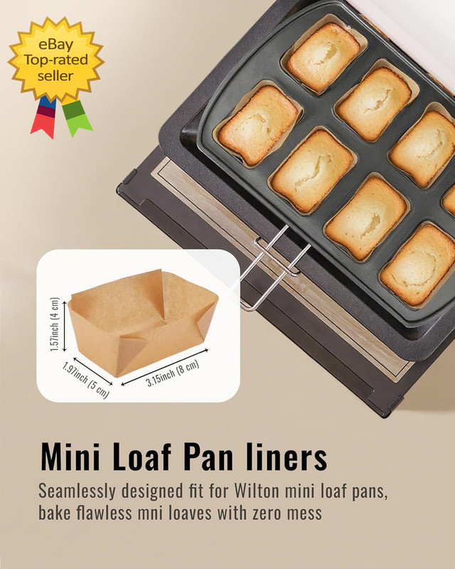 100 Pcs Mini Loaf Pan Liners Compatible with Wilton Mini Loaf Pan Natural Parchm gallery