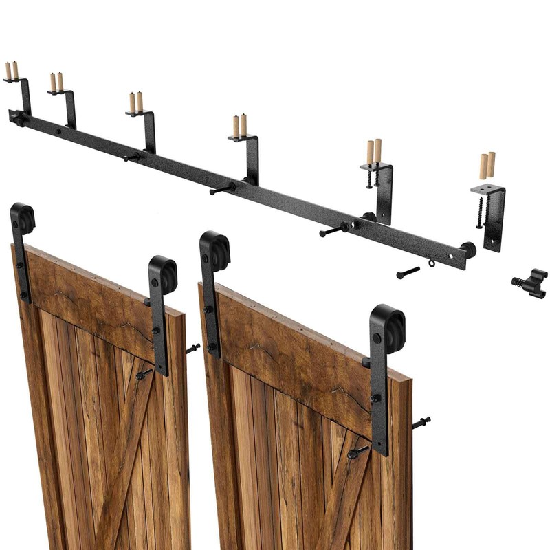 4FT-20FT Sliding Barn Door Hardware Kit Rail Roller Closet Ceiling Mount Track gallery