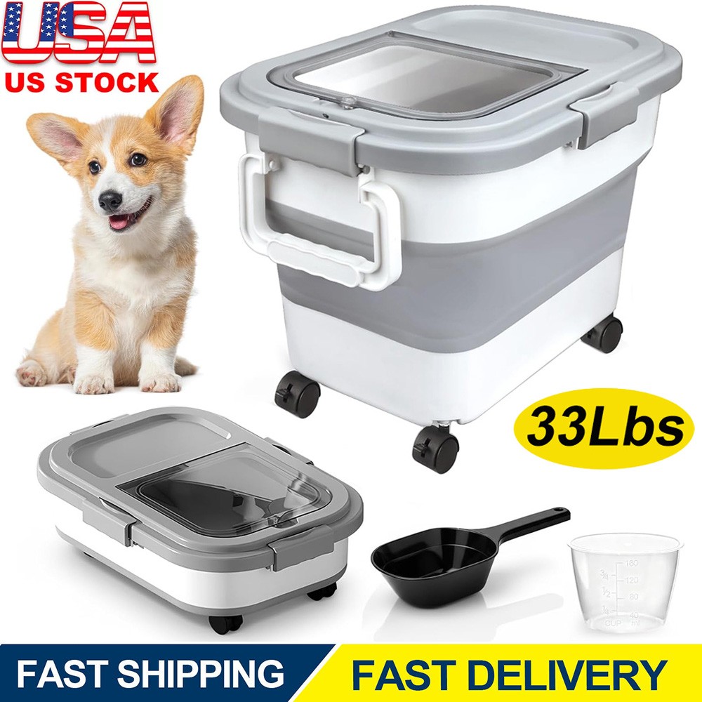 Dog Food Storage Container Collapsible Food Storage Containers w/ Wheels & Scoop gallery