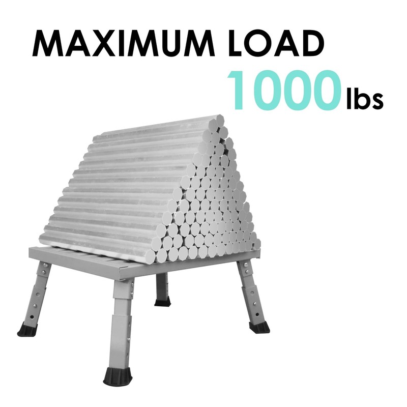Adjustable Height Aluminum RV Step Stool - 1,000 lb Capacity, Non-Slip, Portable gallery