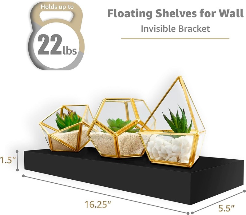 3pcs Floating Shelves for Wall, Bathroom Shelves Wall Mounted - Kitchen, Bedroom gallery