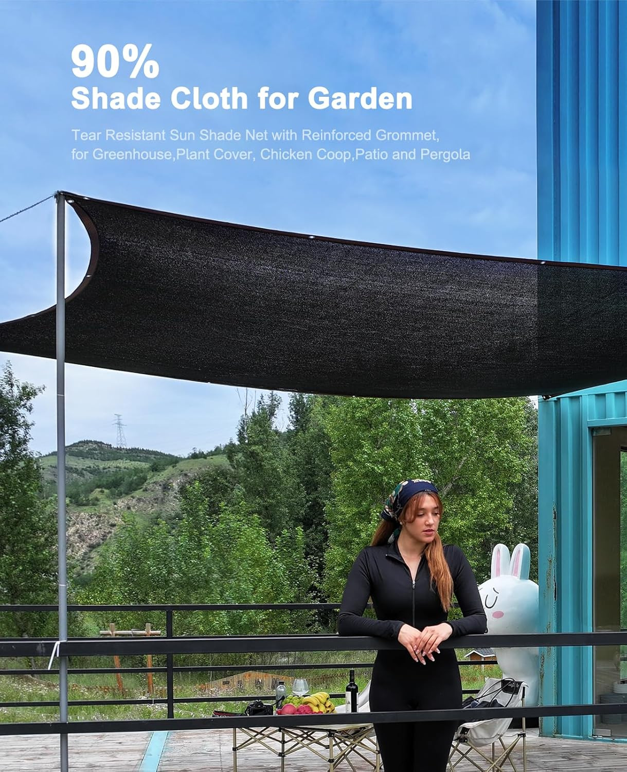 90% Shade Cloth,3x6ft Tear Resistant Sun Shade Net with Reinforced Grommet,Durab gallery