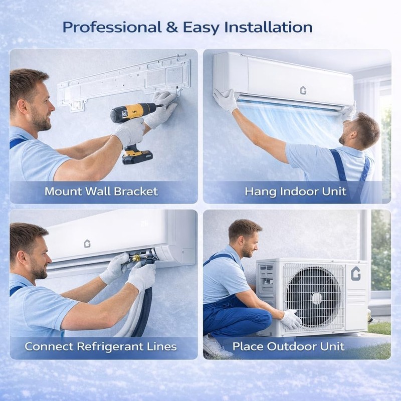 18000 BTU 21 SEER2 Ductless Mini Split AC Heating System with Kit Tool Set gallery